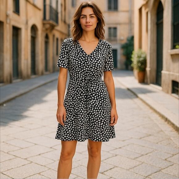 HAANI Geometric Fit & Flare Dress Size PM - Picture 2 of 11